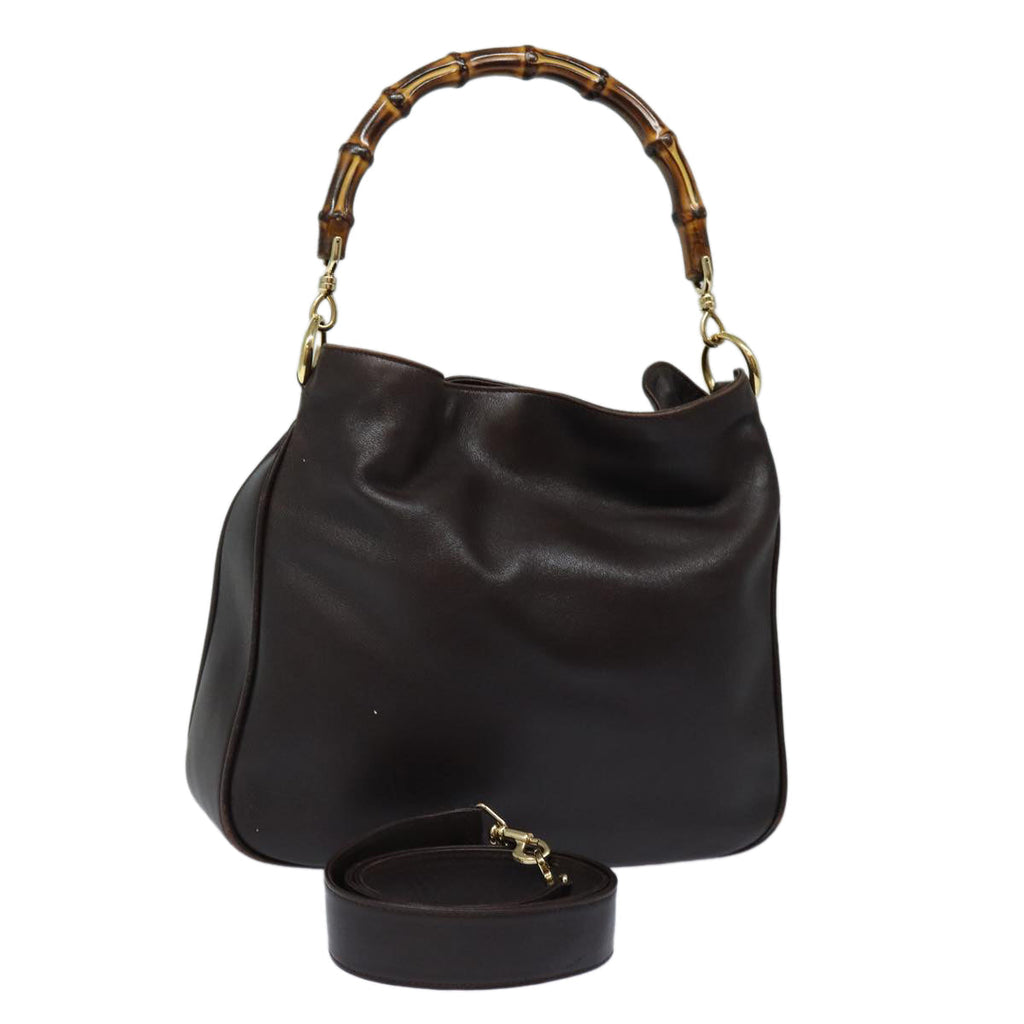 GUCCI Bamboo Hand Bag Leather 2way Brown 001 1638 82830