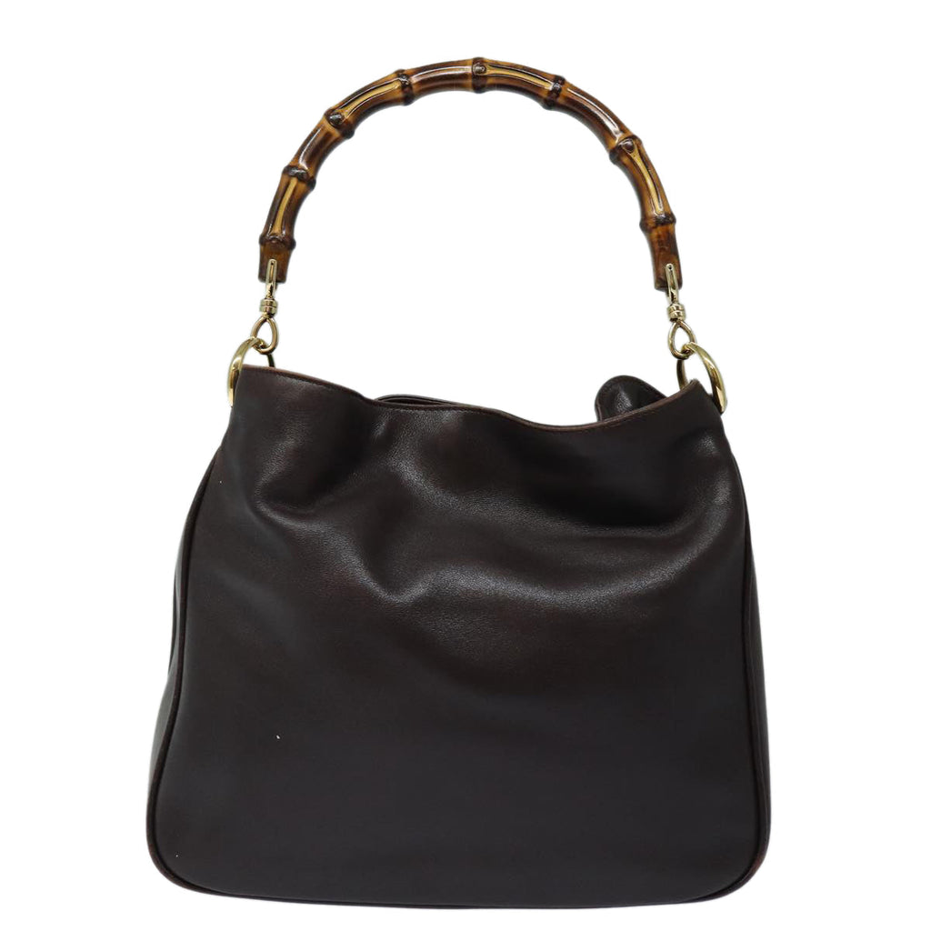GUCCI Bamboo Hand Bag Leather 2way Brown 001 1638 82830
