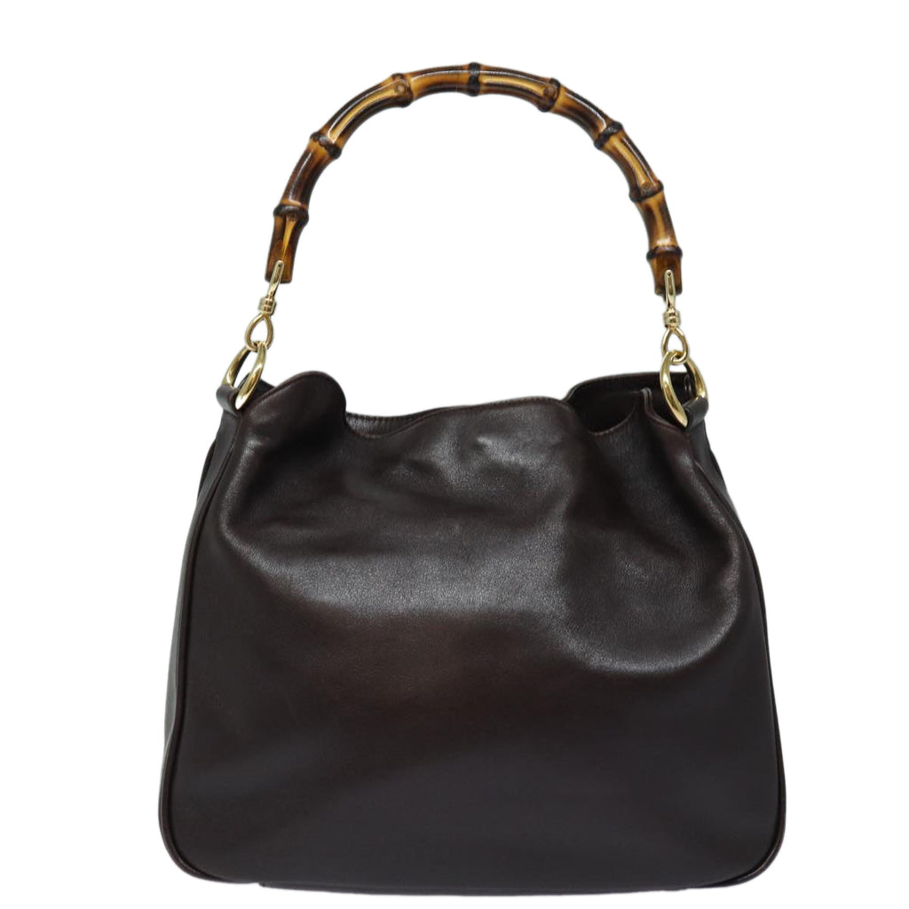 GUCCI Bamboo Hand Bag Leather 2way Brown 001 1638 82830