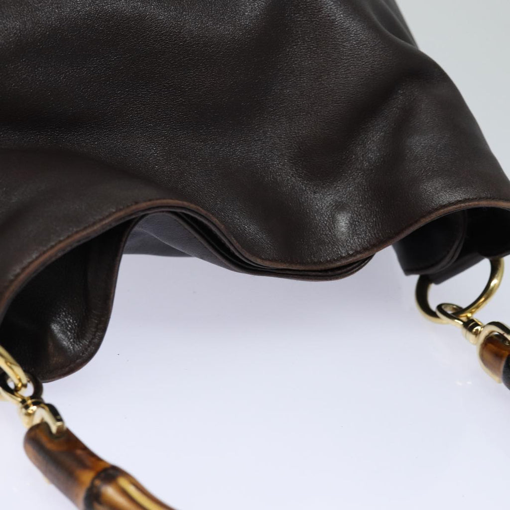 GUCCI Bamboo Hand Bag Leather 2way Brown 001 1638 82830