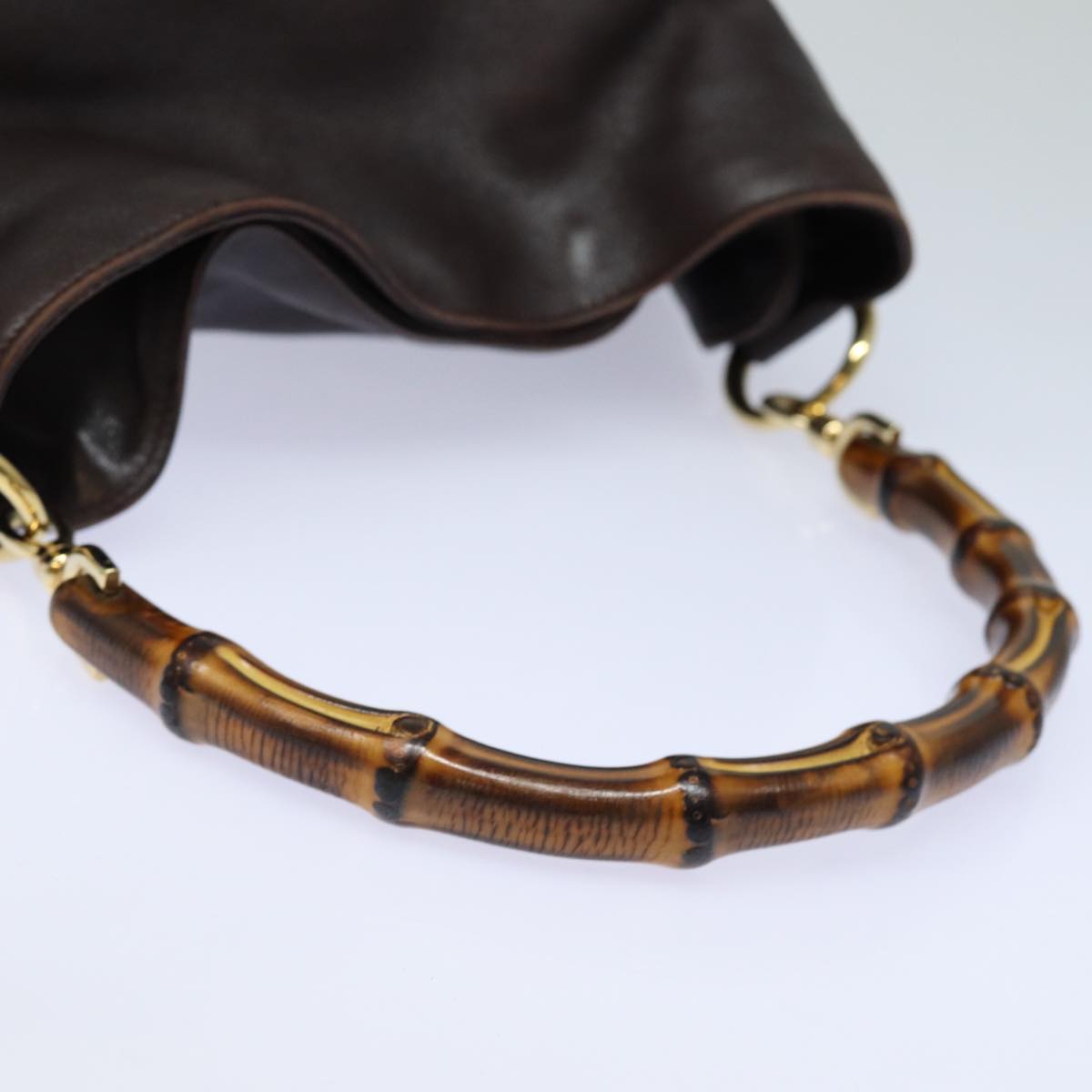GUCCI Bamboo Hand Bag Leather 2way Brown 001 1638 82830