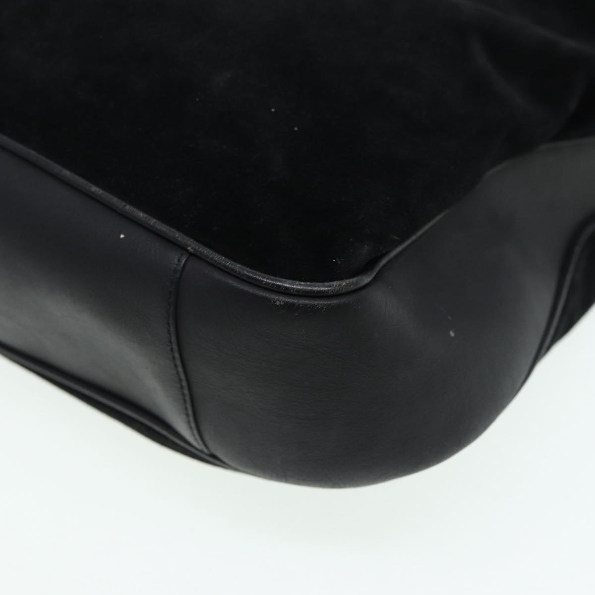 GUCCI Bamboo Hand Bag Suede 2way Black 001 2404 15770 82831