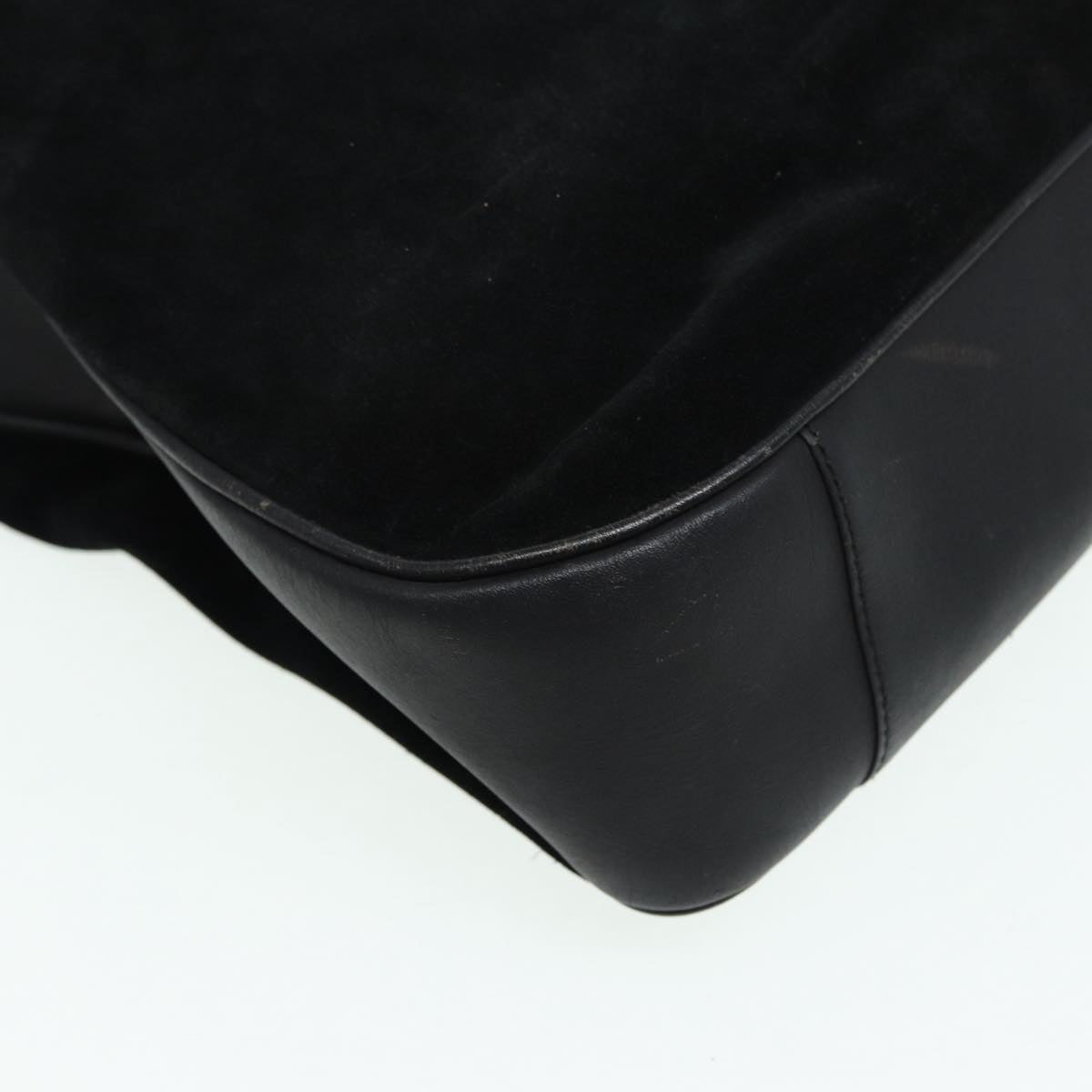 GUCCI Bamboo Hand Bag Suede 2way Black 001 2404 15770 82831