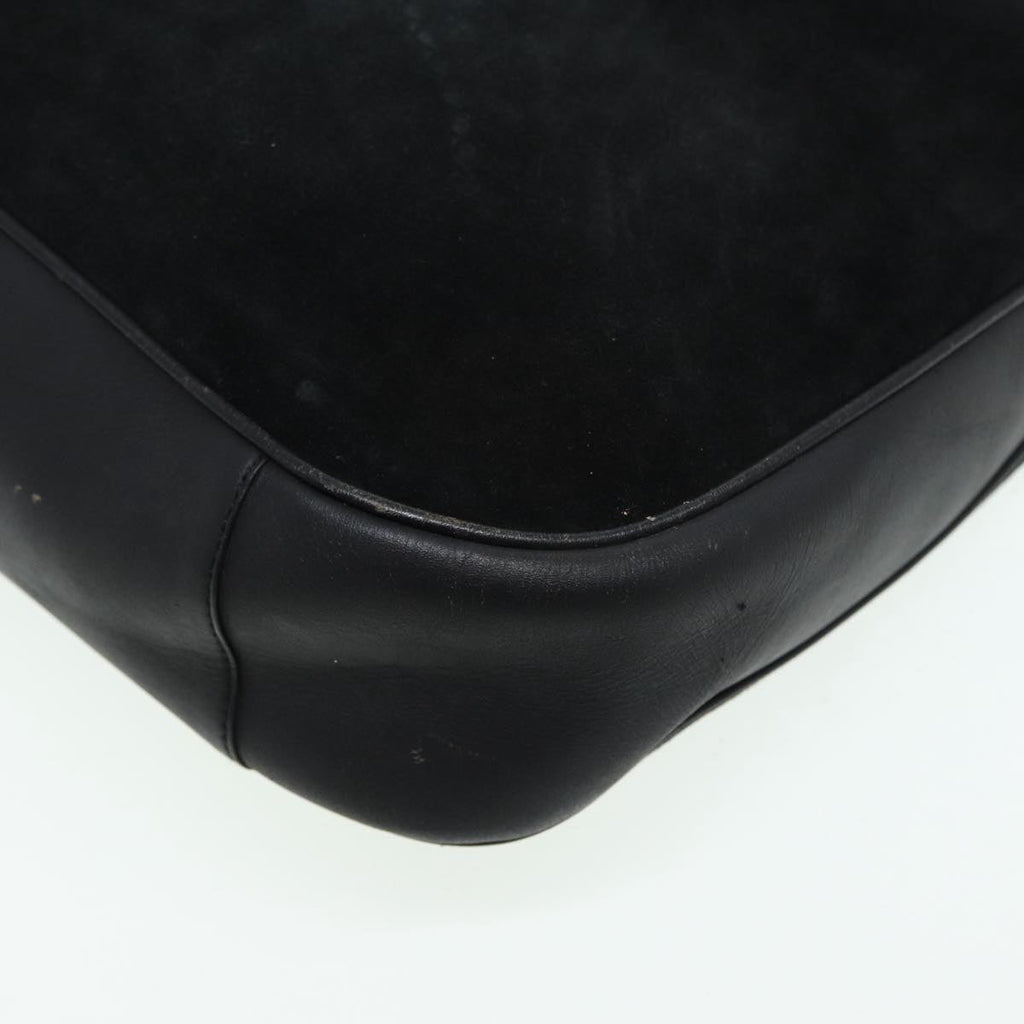 GUCCI Bamboo Hand Bag Suede 2way Black 001 2404 15770 82831