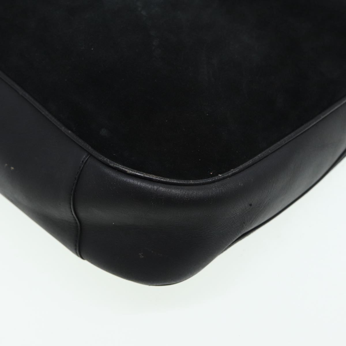 GUCCI Bamboo Hand Bag Suede 2way Black 001 2404 15770 82831