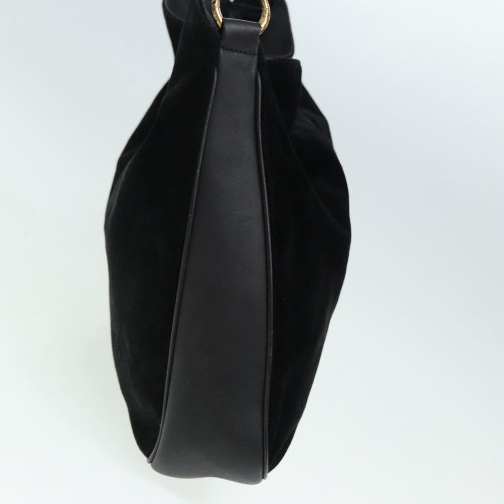 GUCCI Bamboo Hand Bag Suede 2way Black 001 2404 15770 82831