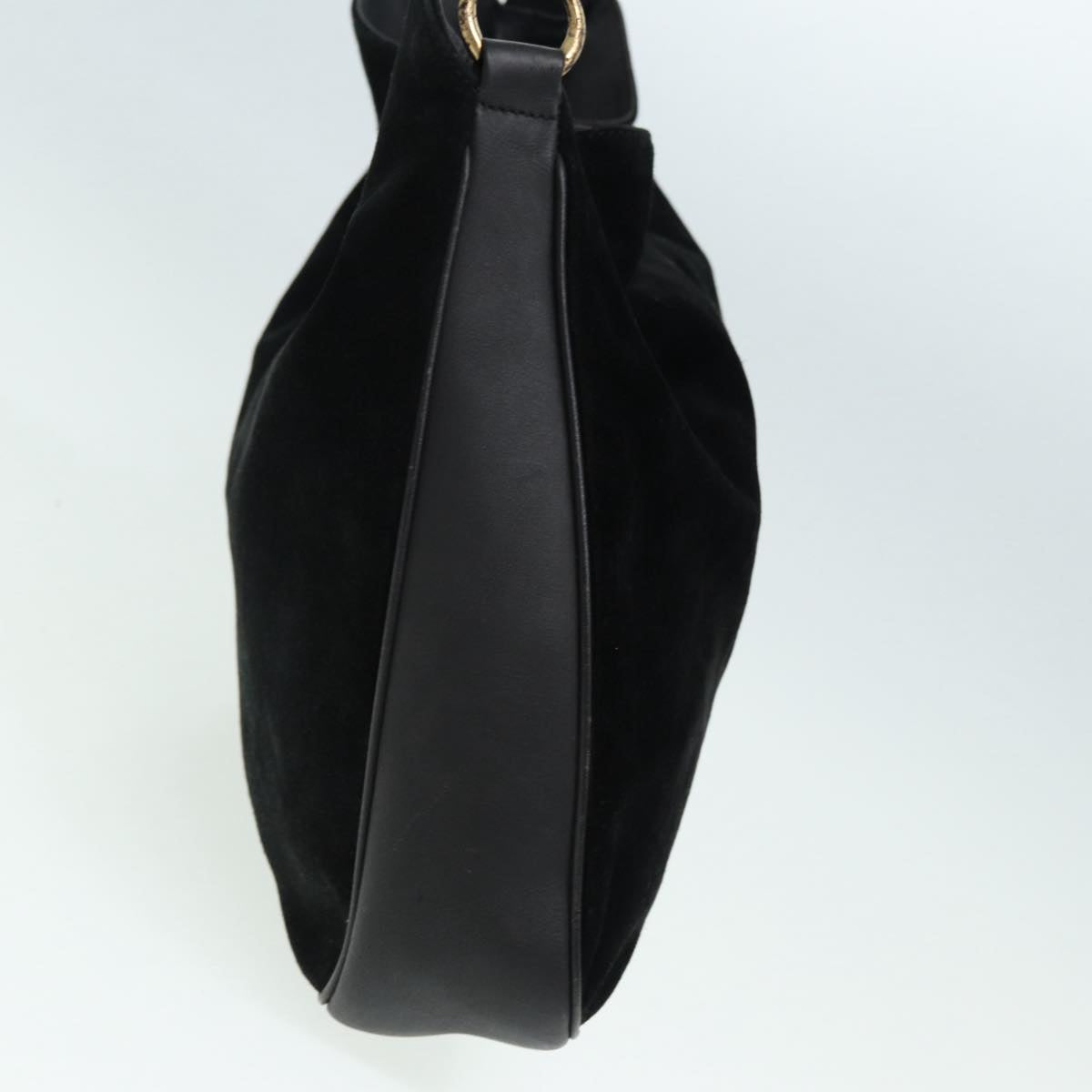 GUCCI Bamboo Hand Bag Suede 2way Black 001 2404 15770 82831