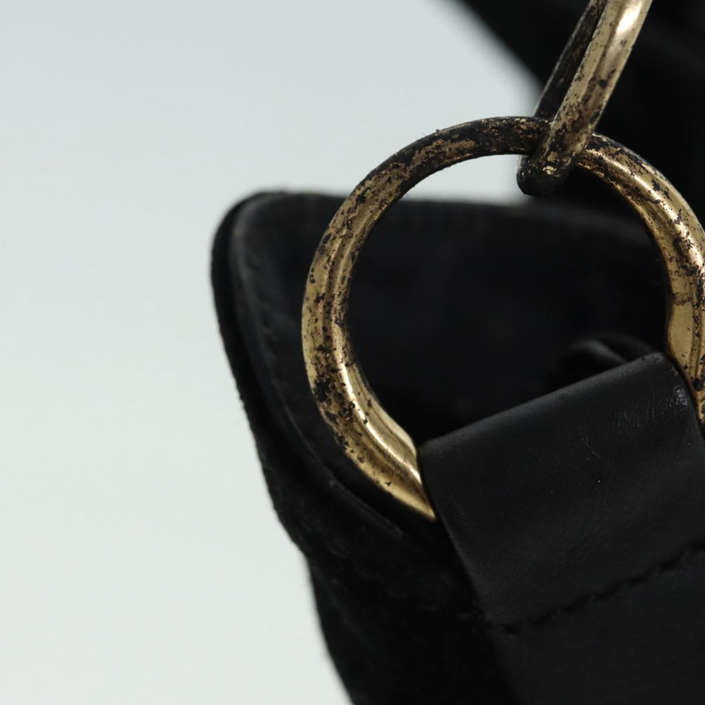 GUCCI Bamboo Hand Bag Suede 2way Black 001 2404 15770 82831