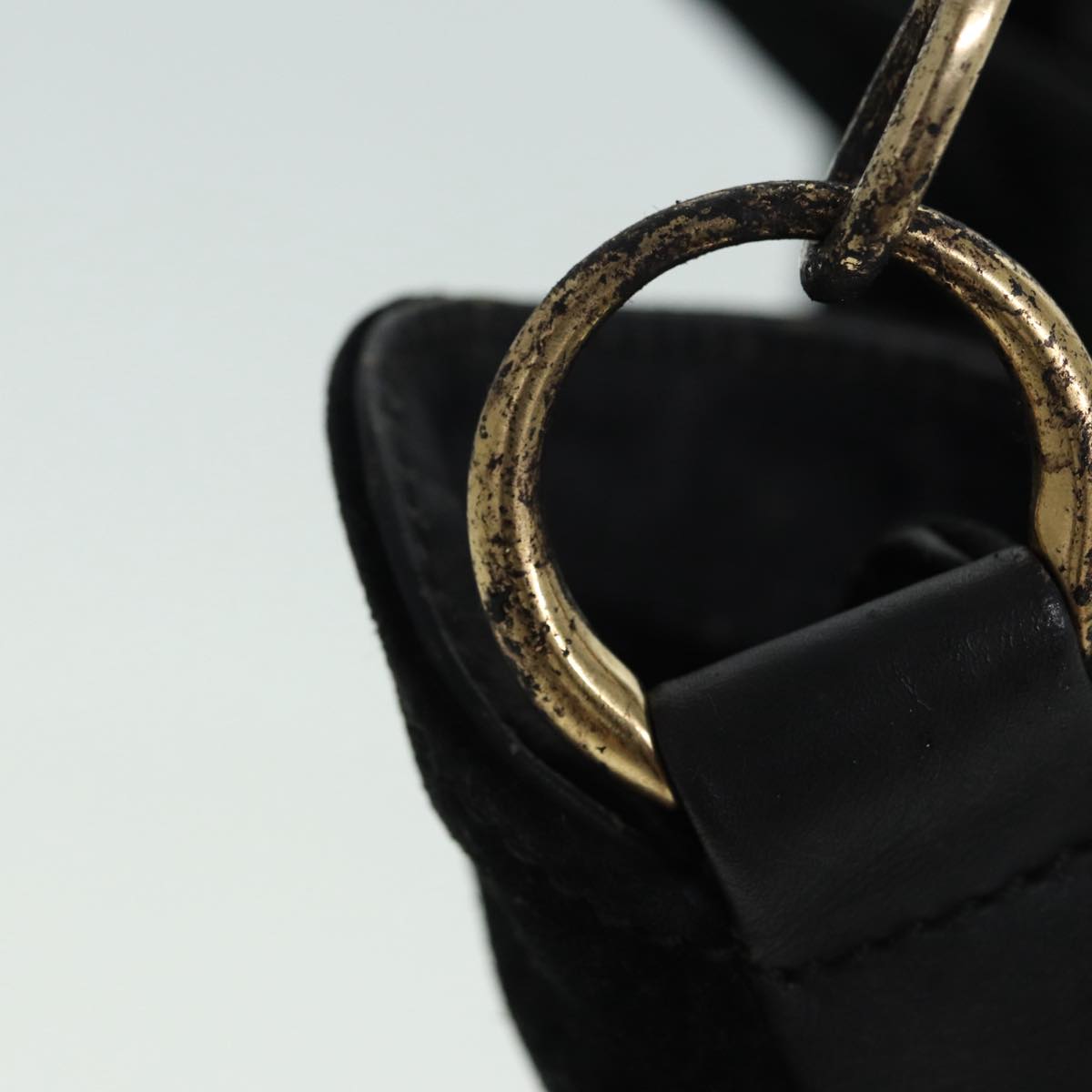GUCCI Bamboo Hand Bag Suede 2way Black 001 2404 15770 82831