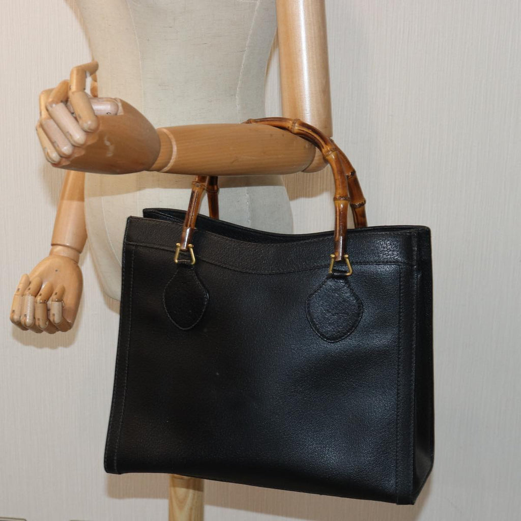 GUCCI Bamboo Hand Bag Leather Black 002 123 0260 82832