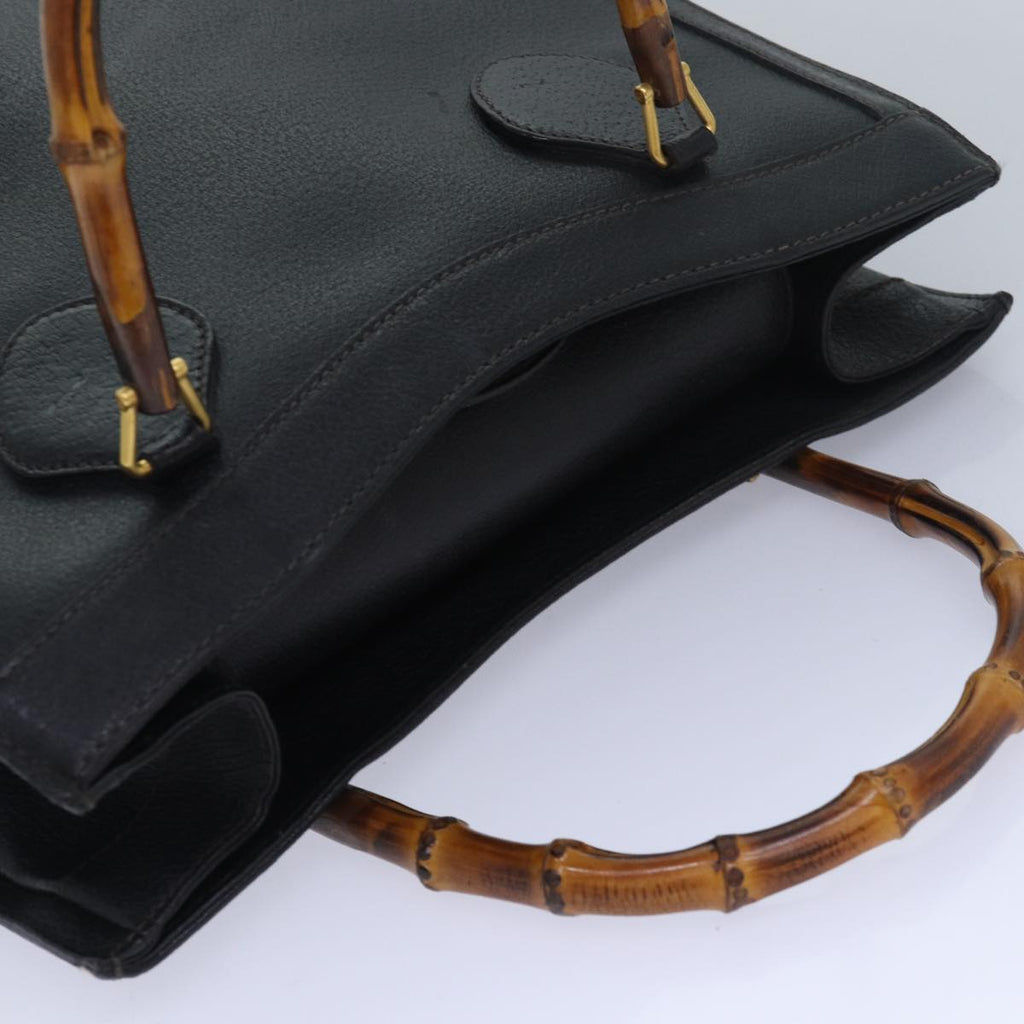GUCCI Bamboo Hand Bag Leather Black 002 123 0260 82832