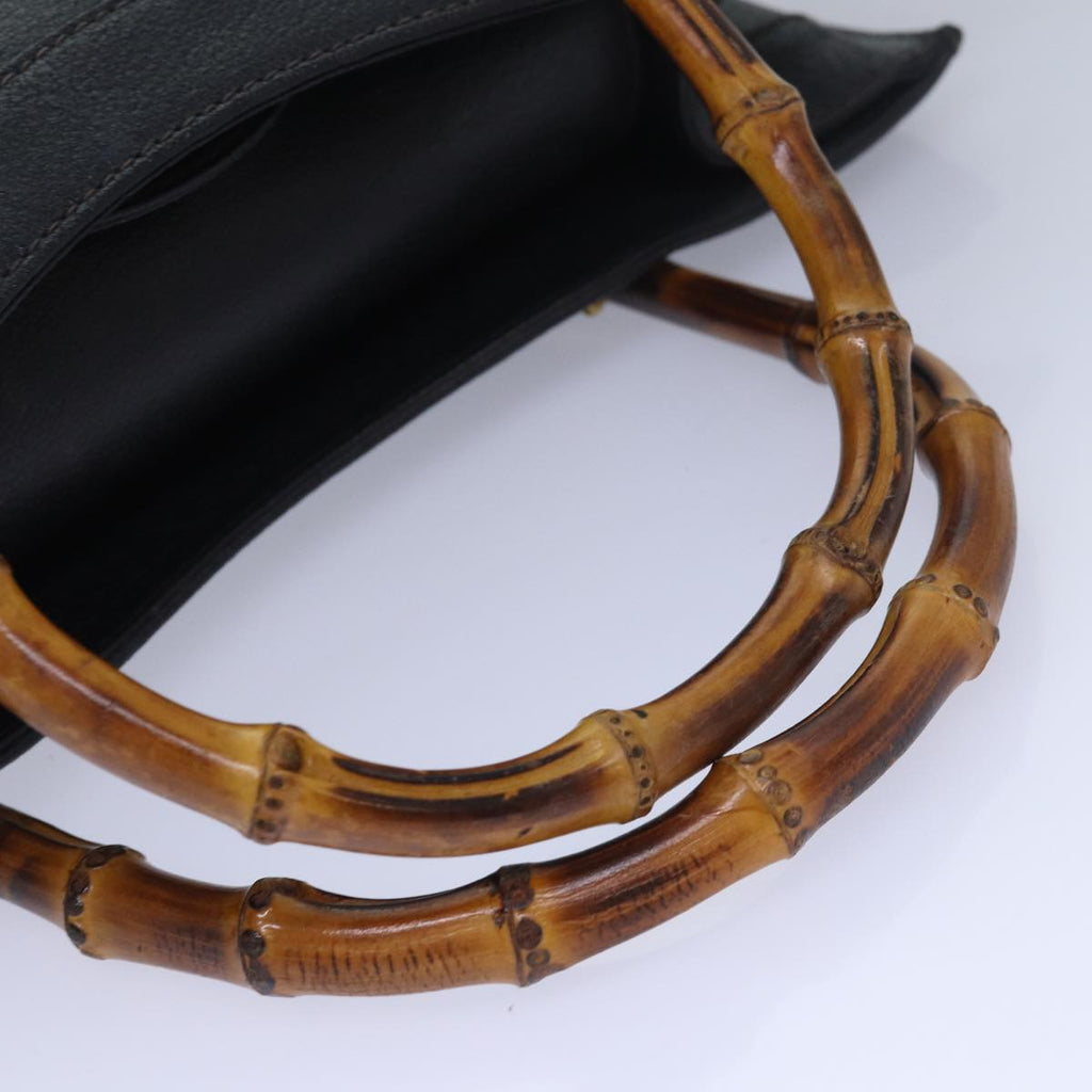 GUCCI Bamboo Hand Bag Leather Black 002 123 0260 82832