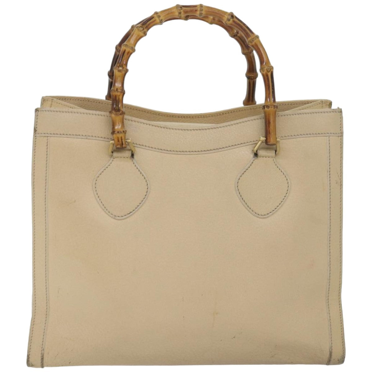 GUCCI Bamboo Hand Bag Leather White 002 2853 0260 0 82833