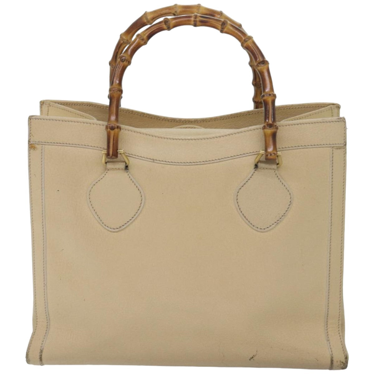 GUCCI Bamboo Hand Bag Leather White 002 2853 0260 0 82833