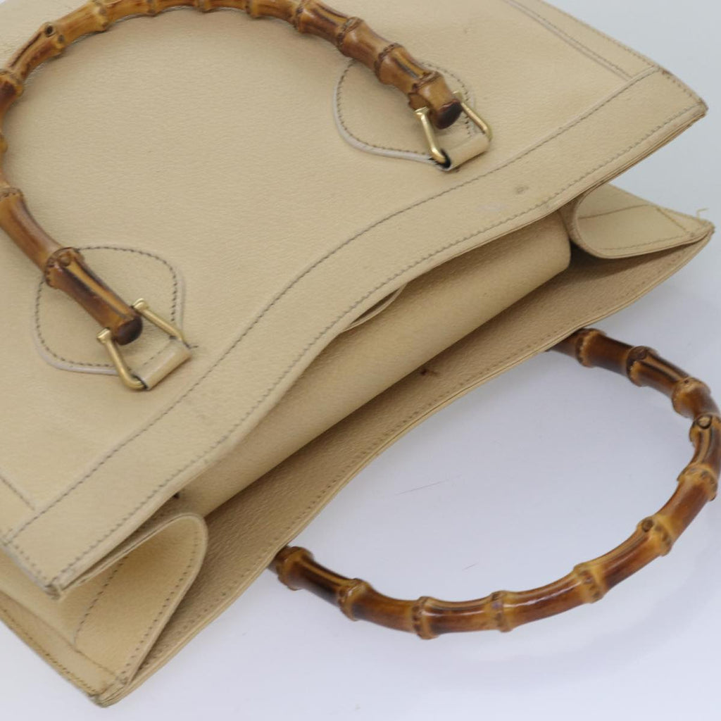 GUCCI Bamboo Hand Bag Leather White 002 2853 0260 0 82833
