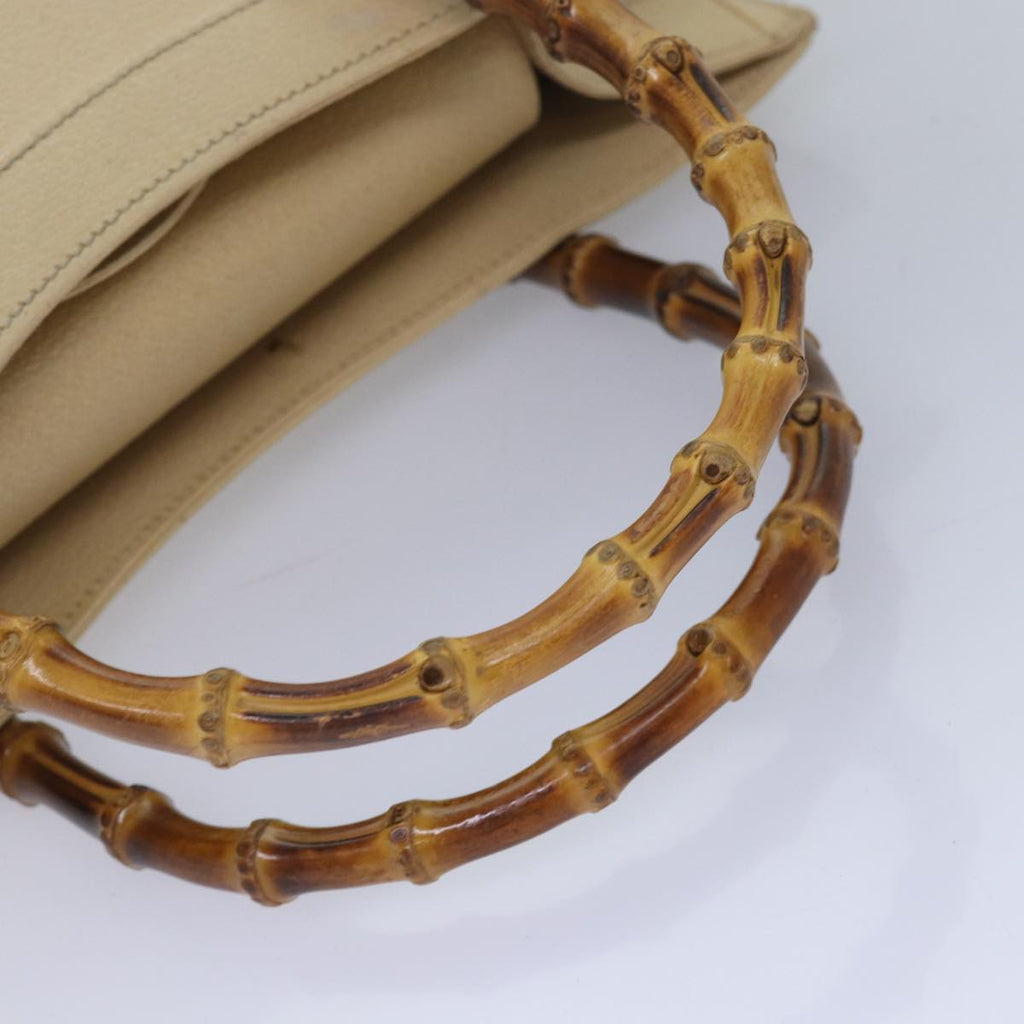 GUCCI Bamboo Hand Bag Leather White 002 2853 0260 0 82833