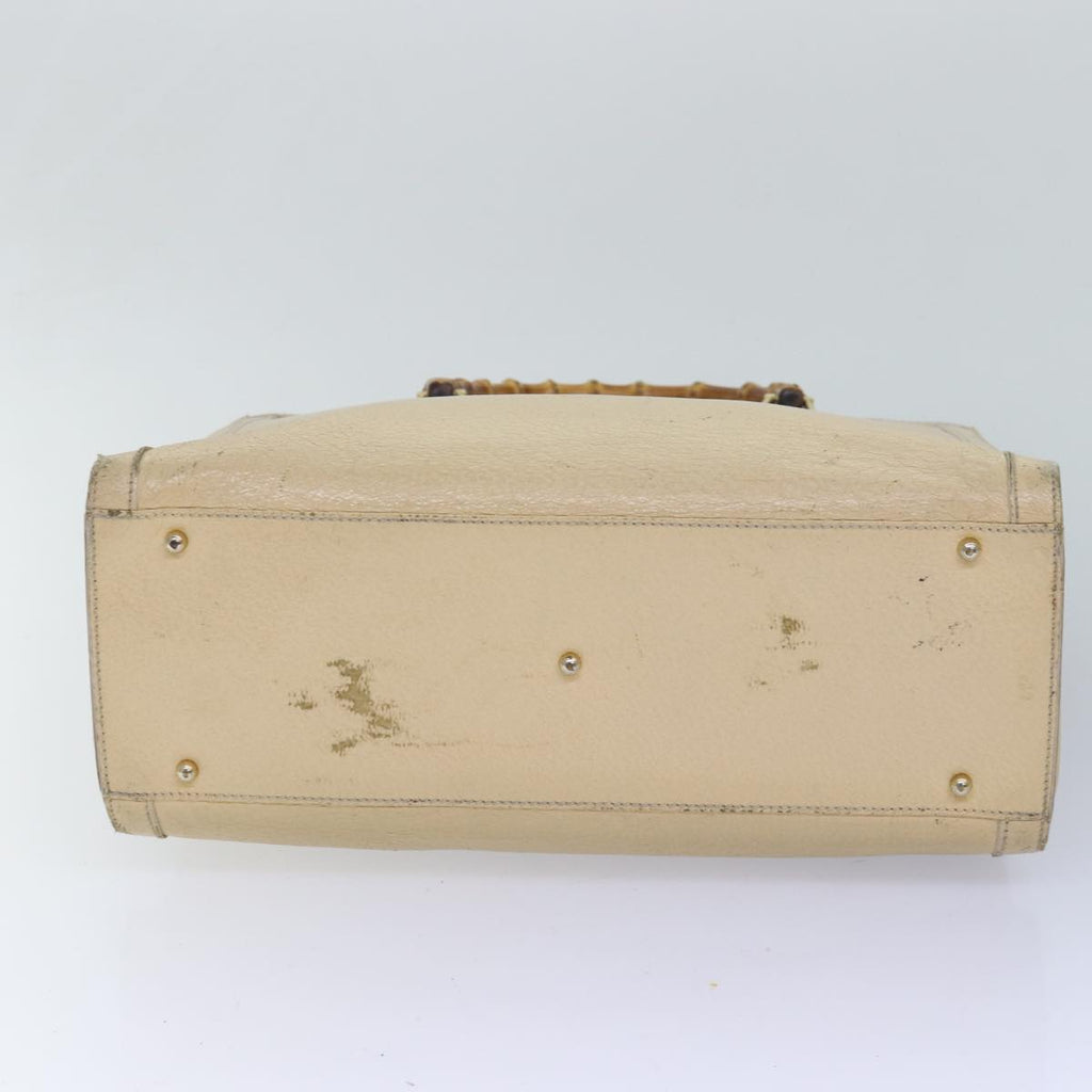 GUCCI Bamboo Hand Bag Leather White 002 2853 0260 0 82833