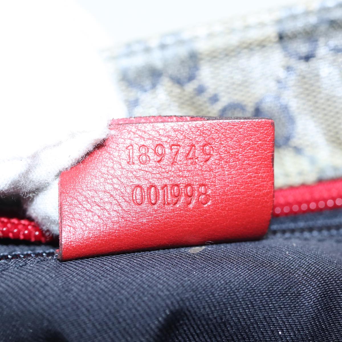 GUCCI GG Crystal Shoulder Bag Beige Red 189749 82868