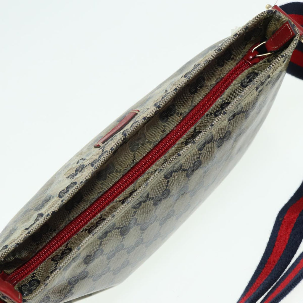 GUCCI GG Crystal Shoulder Bag Beige Red 189749 82868