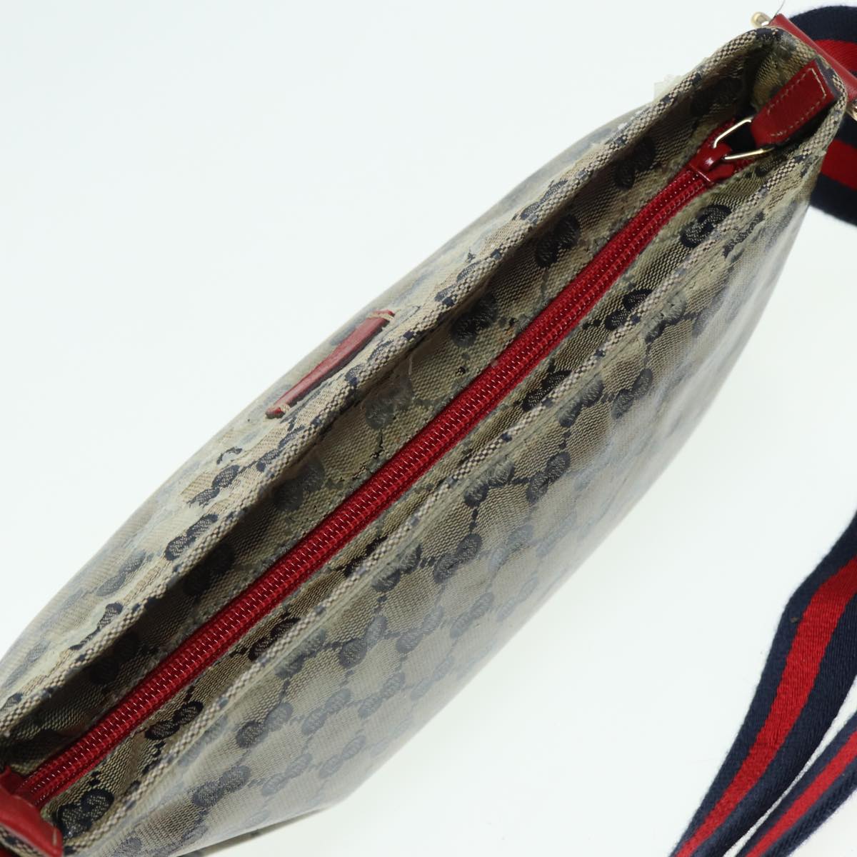 GUCCI GG Crystal Shoulder Bag Beige Red 189749 82868