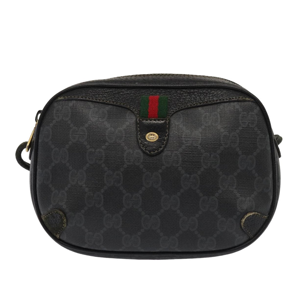 GUCCI GG Supreme Web Sherry Line Shoulder Bag PVC Black 89 02 066 82869