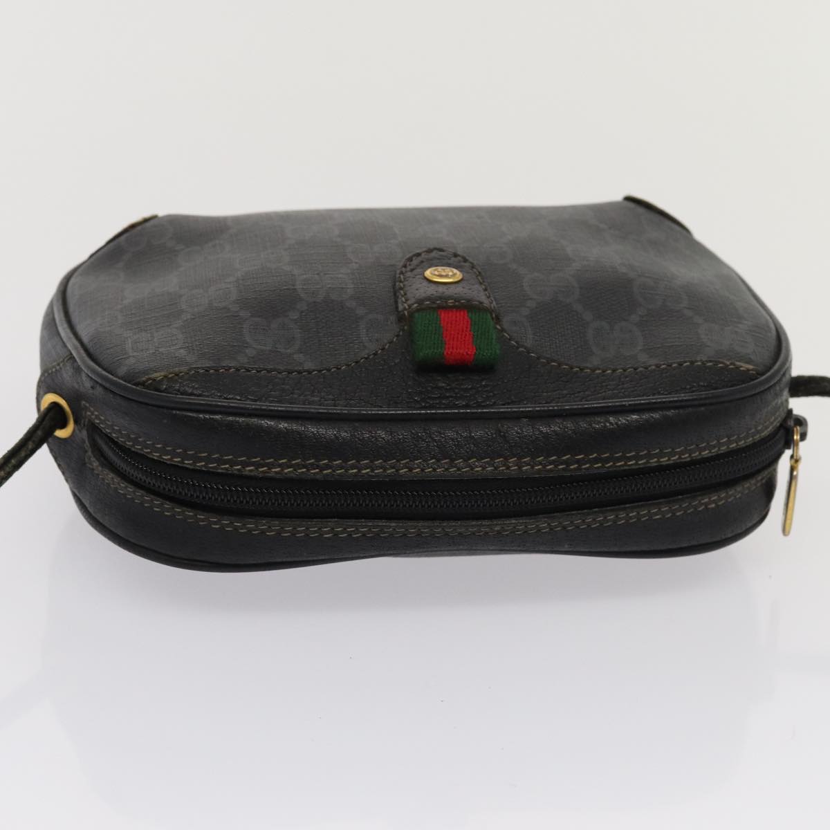 GUCCI GG Supreme Web Sherry Line Shoulder Bag PVC Black 89 02 066 82869