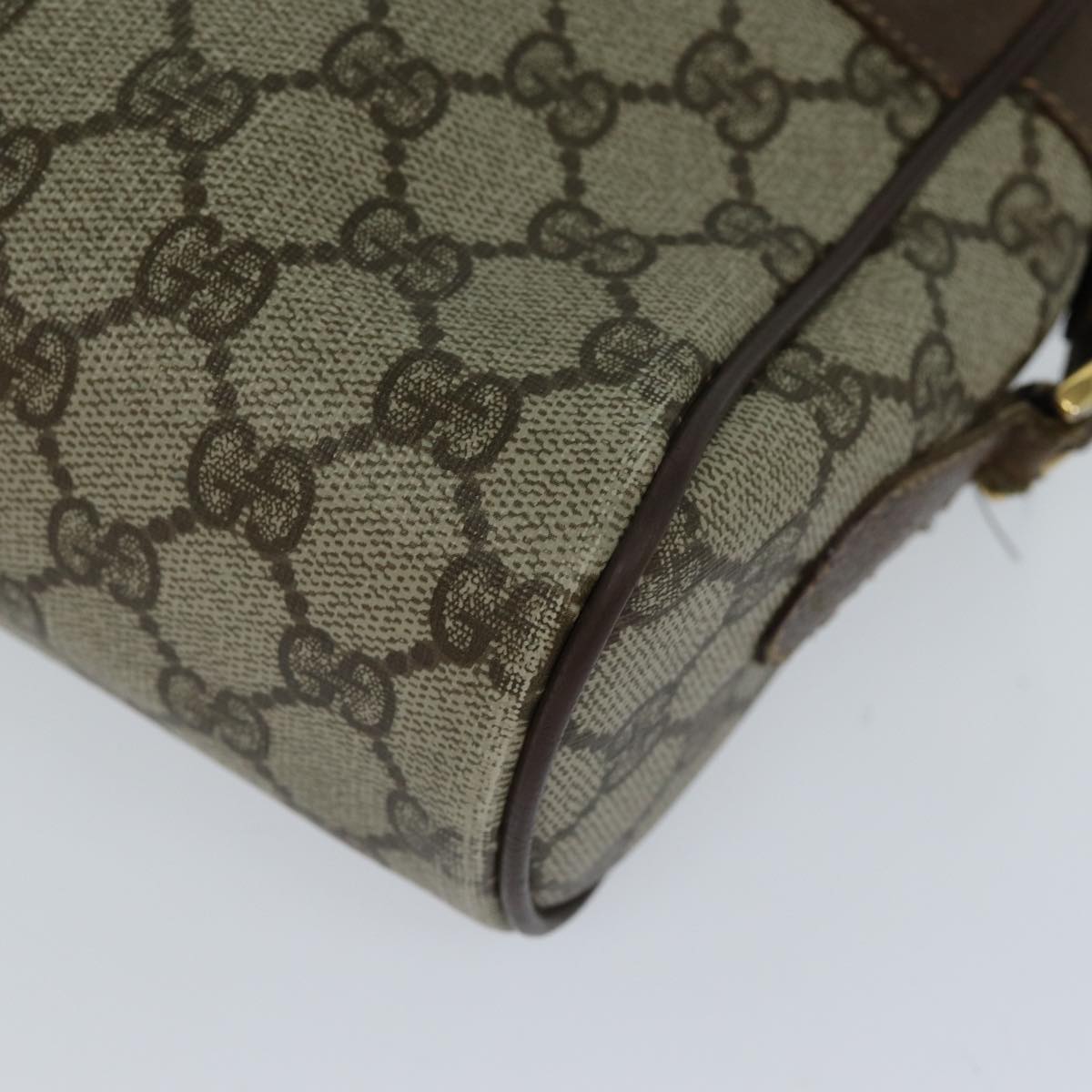 GUCCI GG Supreme Web Sherry Line Shoulder Bag PVC Beige Red 82870