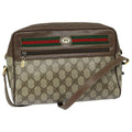 GUCCI GG Supreme Web Sherry Line Shoulder Bag PVC Beige Red 82870