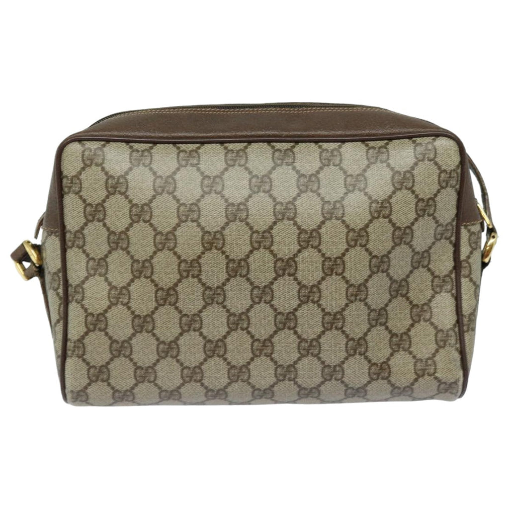 GUCCI GG Supreme Web Sherry Line Shoulder Bag PVC Beige Red 82870