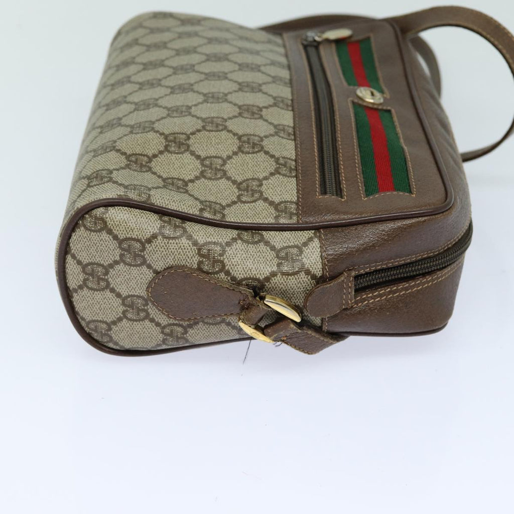 GUCCI GG Supreme Web Sherry Line Shoulder Bag PVC Beige Red 82870