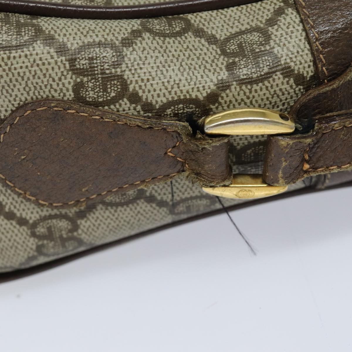 GUCCI GG Supreme Web Sherry Line Shoulder Bag PVC Beige Red 82870