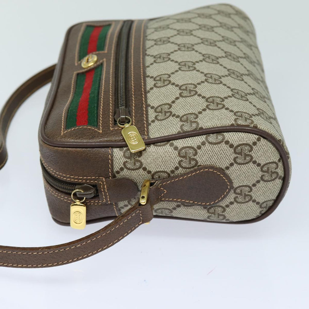 GUCCI GG Supreme Web Sherry Line Shoulder Bag PVC Beige Red 56 02 087 82871