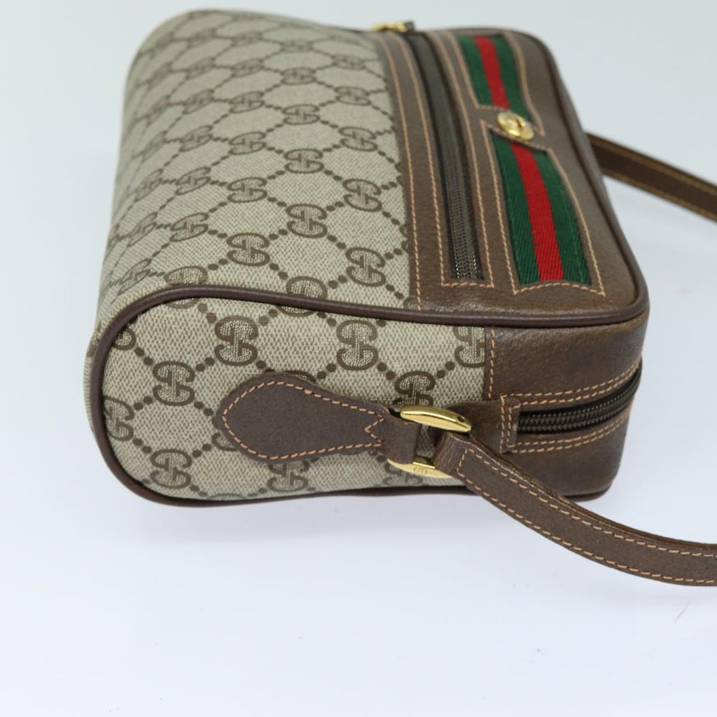 GUCCI GG Supreme Web Sherry Line Shoulder Bag PVC Beige Red 56 02 087 82871