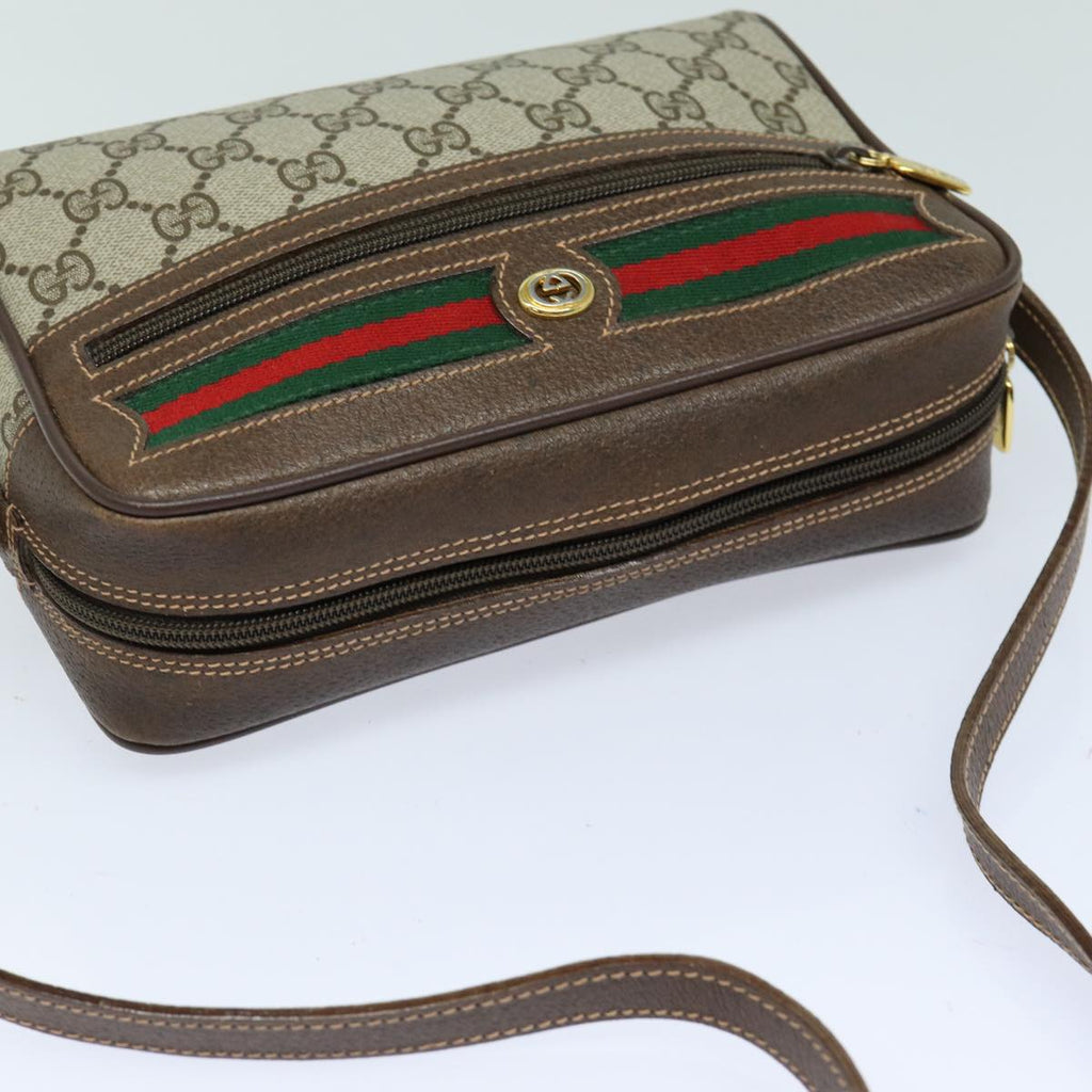GUCCI GG Supreme Web Sherry Line Shoulder Bag PVC Beige Red 56 02 087 82871