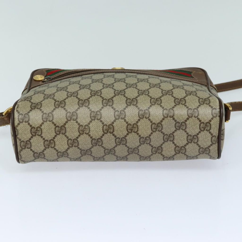 GUCCI GG Supreme Web Sherry Line Shoulder Bag PVC Beige Red 56 02 088 82872