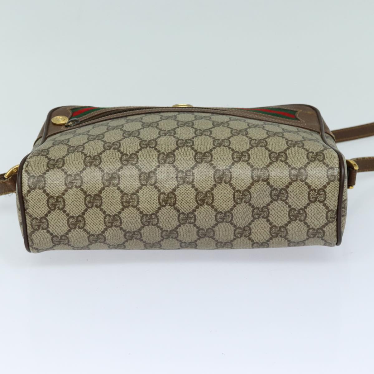 GUCCI GG Supreme Web Sherry Line Shoulder Bag PVC Beige Red 56 02 088 82872