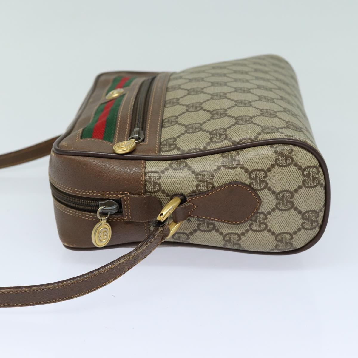 GUCCI GG Supreme Web Sherry Line Shoulder Bag PVC Beige Red 56 02 088 82872