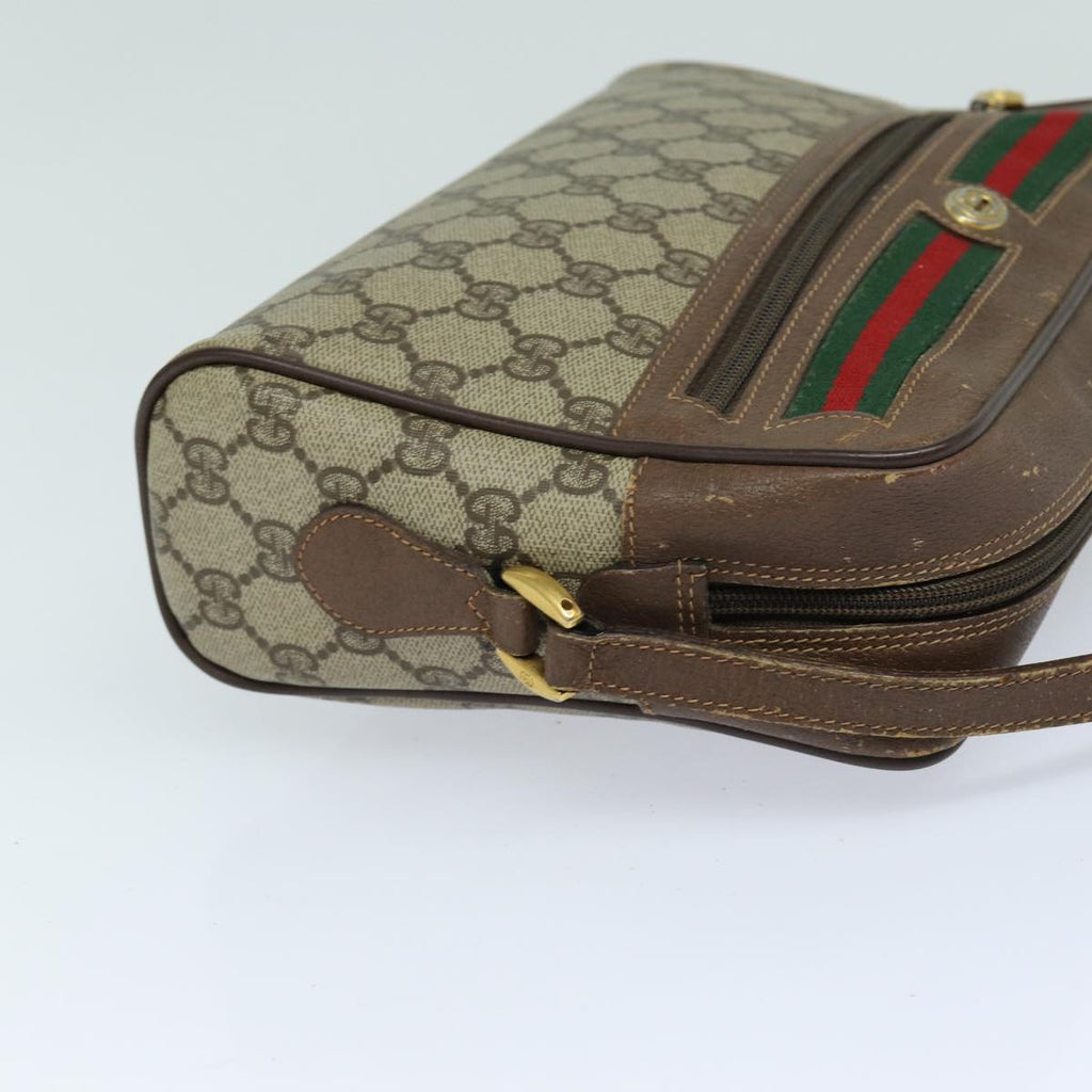 GUCCI GG Supreme Web Sherry Line Shoulder Bag PVC Beige Red 56 02 088 82872