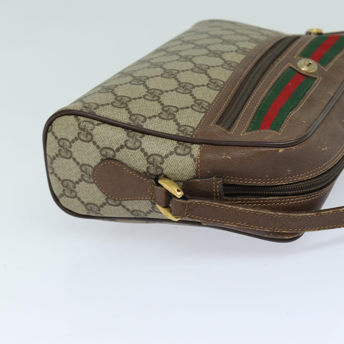 GUCCI GG Supreme Web Sherry Line Shoulder Bag PVC Beige Red 56 02 088 82872