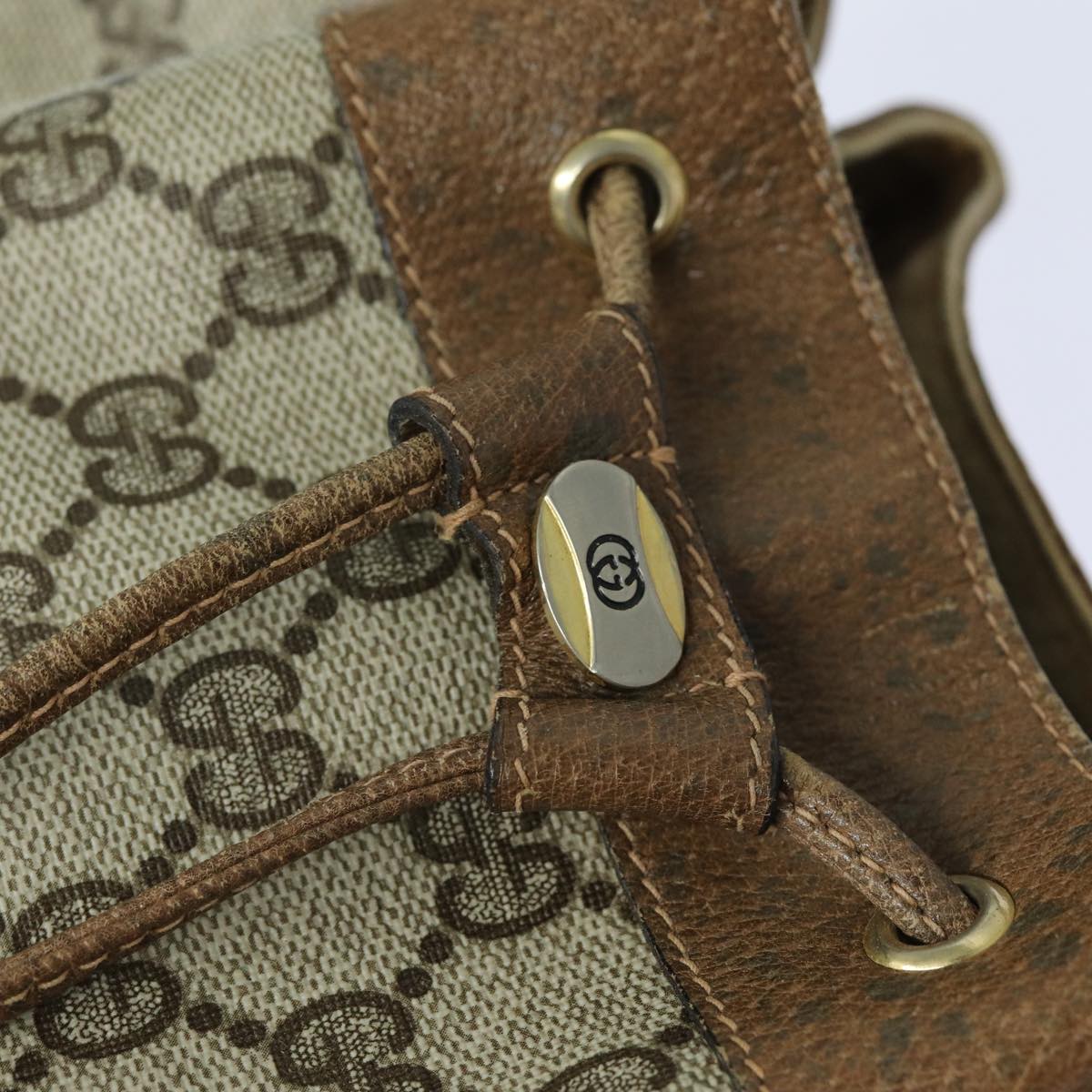 GUCCI GG Supreme Web Sherry Line Shoulder Bag PVC Beige Red 82873