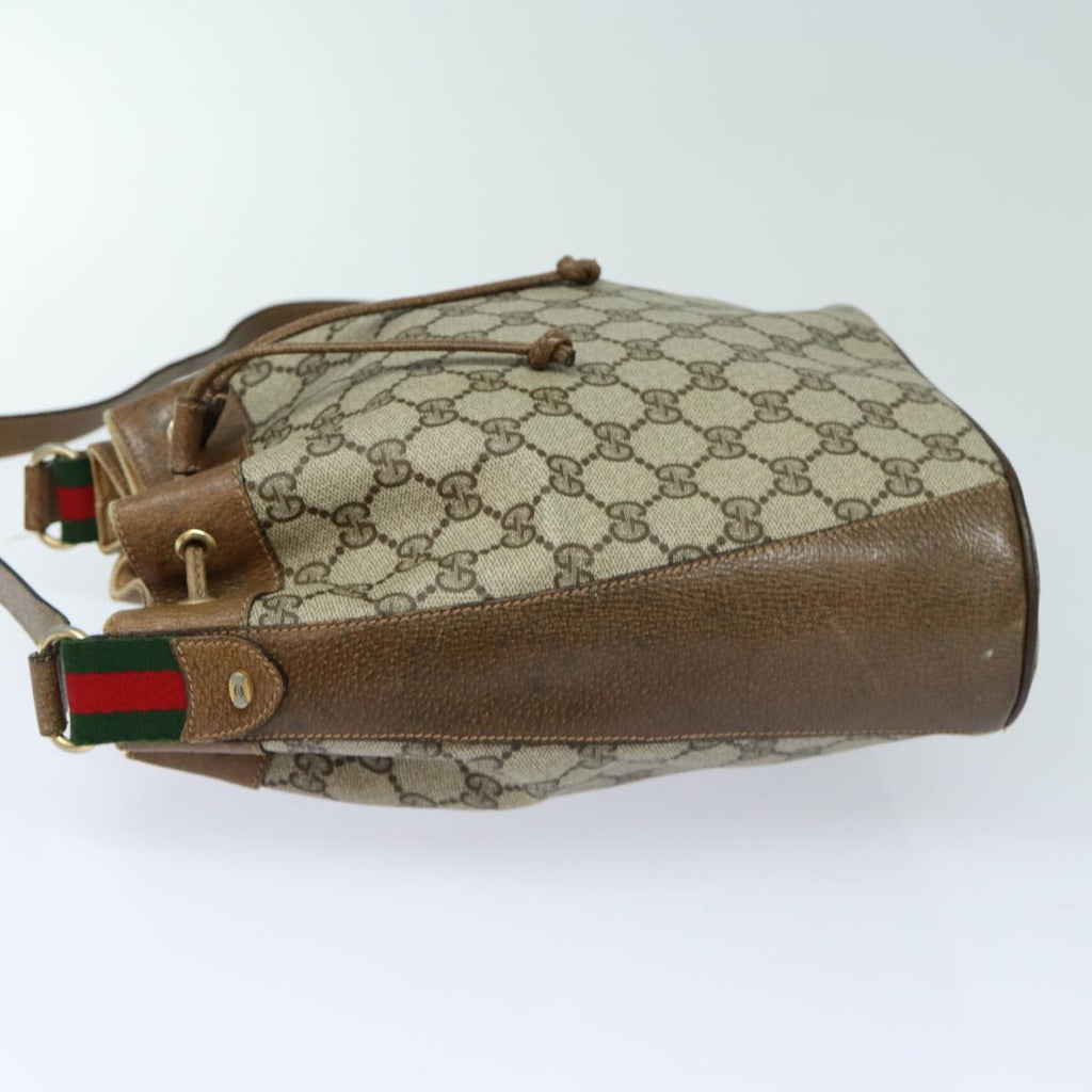GUCCI GG Supreme Web Sherry Line Shoulder Bag PVC Beige Red 82873