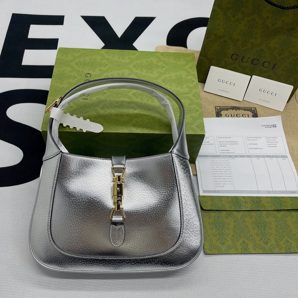 Glami Jackie 1961 Small Shoulder Bag Silver For Women, Women’s Bags 10.8in/28cm Glami