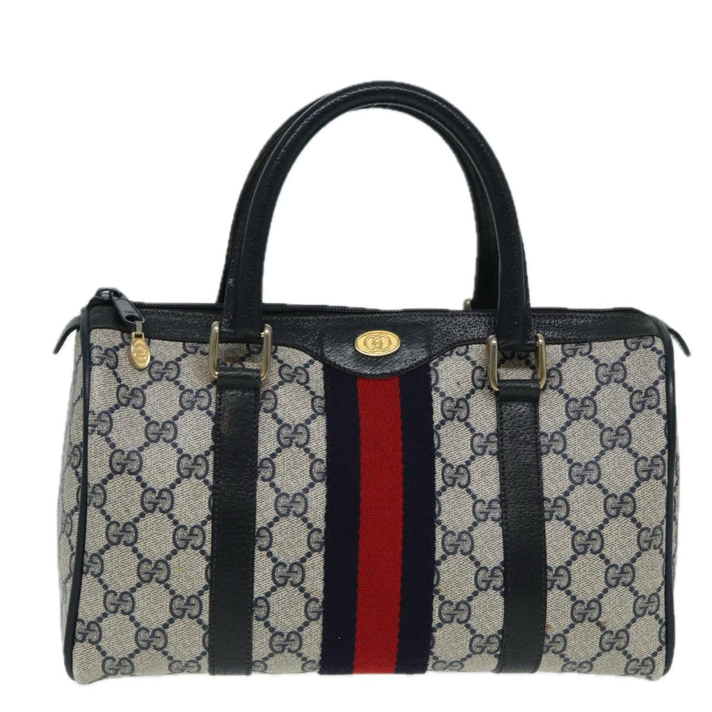 GUCCI GG Supreme Boston Bag PVC Leather Navy 904 02 006 82876