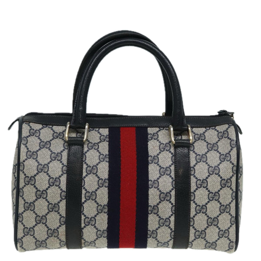 GUCCI GG Supreme Boston Bag PVC Leather Navy 904 02 006 82876