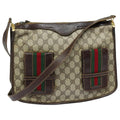 GUCCI GG Supreme Web Sherry Line Shoulder Bag PVC Beige Red 82910