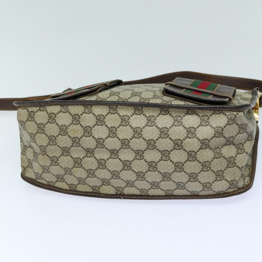 GUCCI GG Supreme Web Sherry Line Shoulder Bag PVC Beige Red 82910