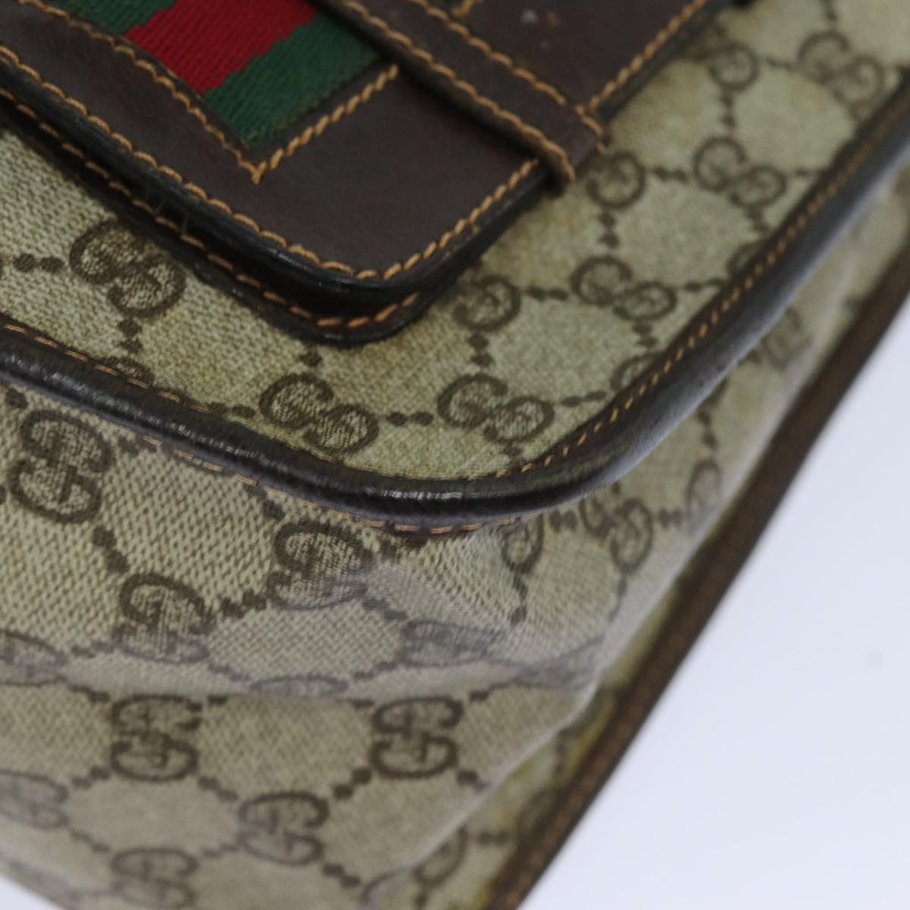 GUCCI GG Supreme Web Sherry Line Shoulder Bag PVC Beige Red 82910