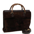 GUCCI Bamboo Hand Bag Suede 2way Brown 002 2855 0322 0 82942