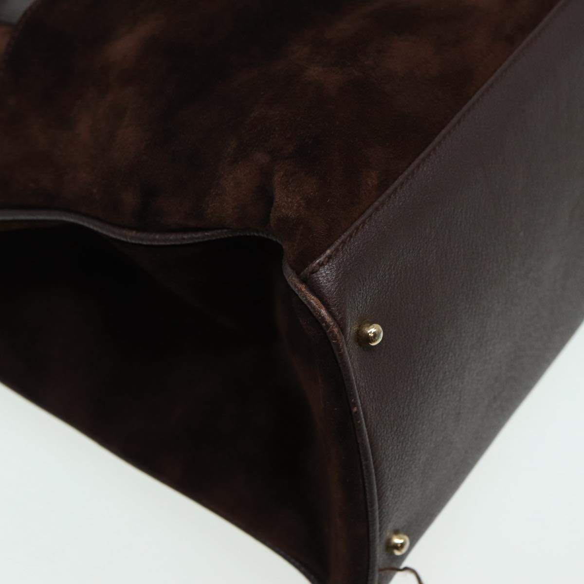 GUCCI Bamboo Hand Bag Suede 2way Brown 002 2855 0322 0 82942