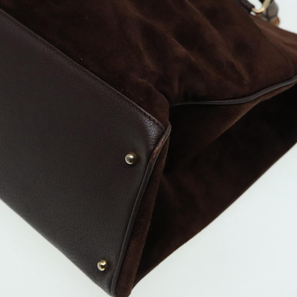 GUCCI Bamboo Hand Bag Suede 2way Brown 002 2855 0322 0 82942